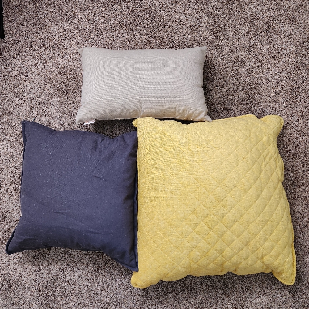 Throw Pillows, Yellow, Gray & Tan